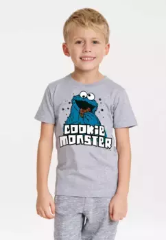 Logoshirt Футболка "Улица Сезам - Cookie Monster" с классным принтом спереди, серый