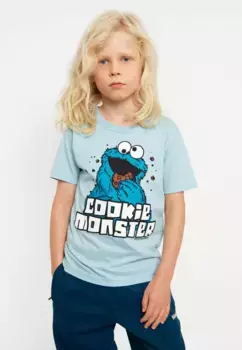 Logoshirt Футболка "Улица Сезам - Cookie Monster" с классным принтом спереди, голубой