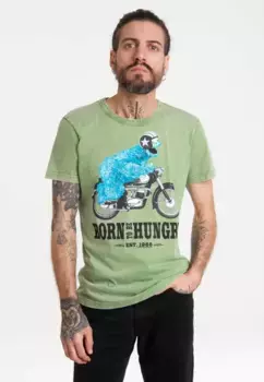 Logoshirt-футболка "Улица Сезам - Мотоцикл Cookie Monster", с лицензионным принтом, зеленый