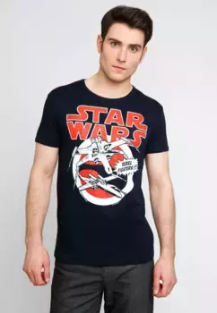 Logoshirt Футболка "Звездные войны X-Wings" с крупным ретро-принтом, синий