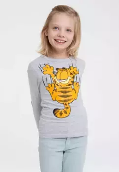 Logoshirt рубашка с длинными рукавами "Гарфилд" и повседневным принтом спереди, цвет Grau-Meliert