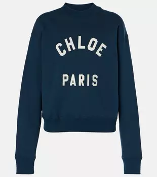 Логотип хлопковый флисовый свитшот Chlo, Classic Navy
