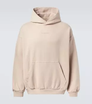Логотип хлопковый худи из флиса Balenciaga, Beige/Beige