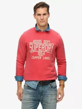 Логотип хлопок винтаж стирка толстовка Superdry, цвет Soda Pop Red