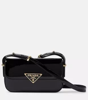 Логотип лакированная сумка через плечо Prada, Nero/R