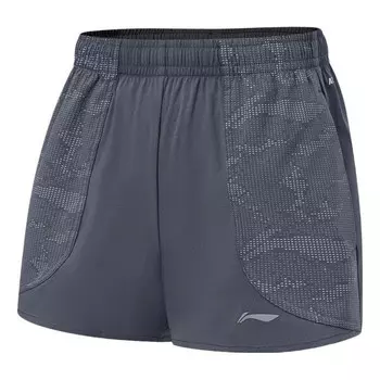 Логотип на шортах для бега в сухом виде Li-Ning, серый