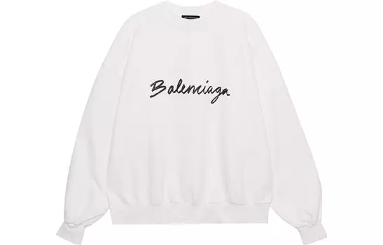 Логотип Script Crewneck Balenciaga, белый