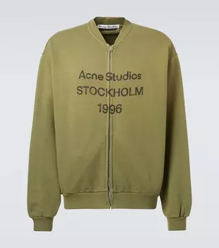Логотип свитшота из флиса с хлопком Acne Studios, Olive Green