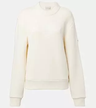 Логотип свитшота из хлопкового микса Moncler, белый