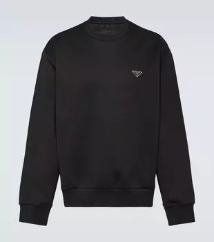Логотип свитшота из хлопкового микса Prada, Nero+Nero