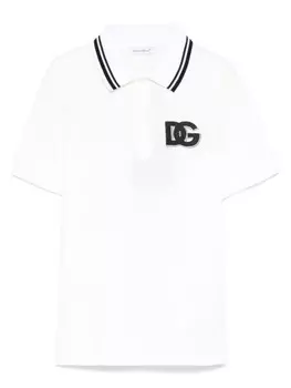 Логотип - вышитая рубашка поло Dolce & Gabbana Kids, белый