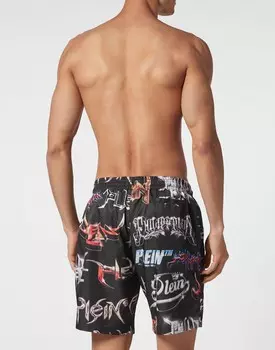 Логотипы на длинных плавках Philipp Plein, черный