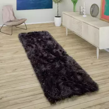 Лохматая дорожка Paco Home "Playa 960", прямоугольная, дорожка, искусственный мех, имитация флокати, мягкая и пушистая, однотонные цвета 50х150 см, черный