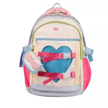 LOLA DESIGN Рюкзак из полиэстера, стандартный, женский, цвет «милое сердце», пудровый/желтый