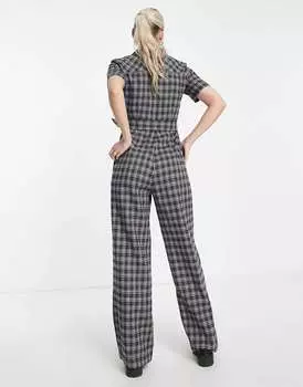 Lola May Tall Комбинезон в клетку с широкими штанинами и застежкой-молнией спереди