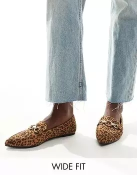 London Rebel Felicity широкие остроносые туфли на плоской подошве с леопардовым принтом
