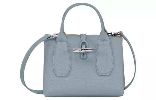 LONGCHAMP Большая сумка из коровьей кожи Roseau, сумка на плечо, сумка-трансформер, женская сумка-труба, цвет Cloud Blue