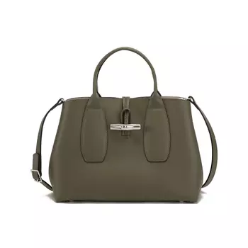 LONGCHAMP Большая сумка из коровьей кожи, бамбуковая сумка, сумка через плечо, женская сумка цвета хаки