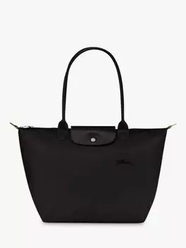 Longchamp Le Pliage Большая зеленая сумка через плечо из переработанной ткани, черная