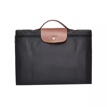 LONGCHAMP Le Pliage Canvas с кожаной отделкой, портфель, клатч, труба, женская, черная