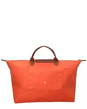 Longchamp Le Pliage Original Маленькая дорожная сумка-тоут из ткани и кожи, оранжевый