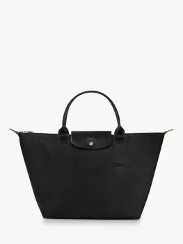 Longchamp Le Pliage Сумка среднего размера из переработанной ткани с верхней ручкой, черная