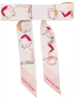 Longchamp полосатая повязка на голову из шелка, розовый