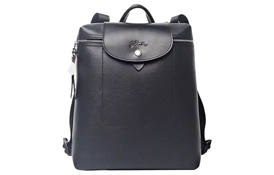 LONGCHAMP Рюкзак Le Pliage Canvas с кожаной отделкой, средний размер, унисекс, черный