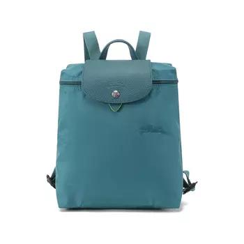 LONGCHAMP Рюкзак Le Pliage Green из переработанного холста, женский, среднего размера, павлинье-синего цвета