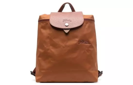 LONGCHAMP Рюкзак Le Pliage Green с отделкой из коровьей кожи, женский, коричневый