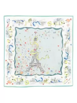 Longchamp шарф Equestrian Tower, синий