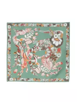 Longchamp шелковый платок Fort Longchamp, зеленый