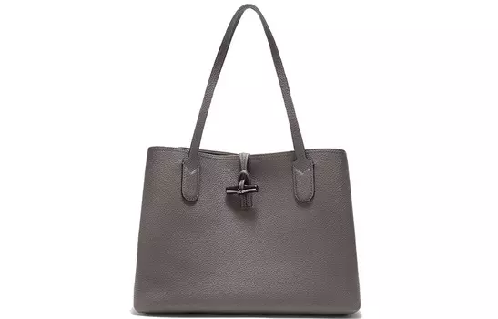 LONGCHAMP Сумка для ноутбука из коровьей кожи Roseau, серая, среднего размера для женщин