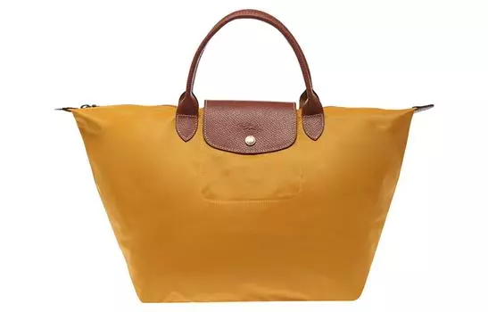 LONGCHAMP Сумка Le Pliage из переработанного холста, сумка для пельменей, женская, среднего размера, желтого цвета