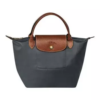 LONGCHAMP Сумка-мешки из ткани, женская, металлического серого цвета, маленького размера