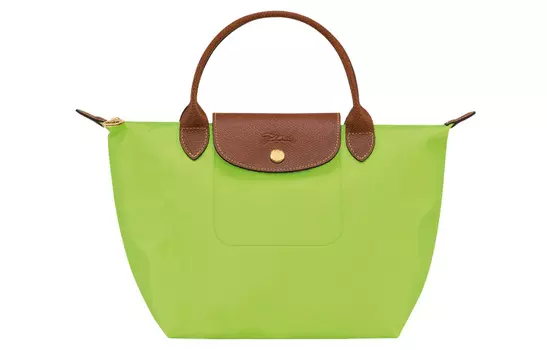 LONGCHAMP Сумка-мешок Le Pliage из коровьей кожи, холщовая, зеленая, небольшого размера для женщин