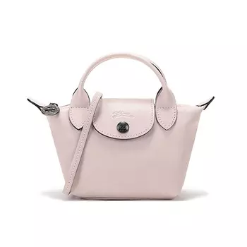 LONGCHAMP Сумка-мессенджер Le Pliage Cuir из овчины, мини-сумка через плечо для женщин, светло-розовая