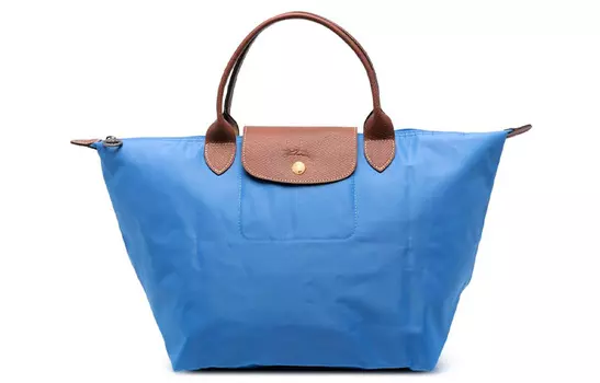 LONGCHAMP Сумка-мессенджер Le Pliage из коровьей кожи, дорожная сумка среднего размера для женщин, цвет "бриллиантовый синий"