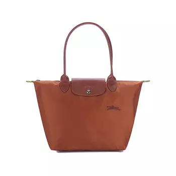 LONGCHAMP Сумка-мессенджер Le Pliage из зеленой коровьей кожи с отделкой, женская, коричневого цвета