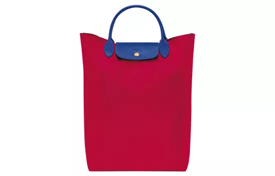 LONGCHAMP Сумка-шоппер Le Pliage Re play Canvas с кожаной сумкой-шоппером, обычная женская, красного и синего цвета