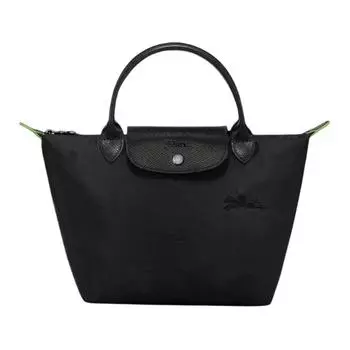 LONGCHAMP Сумка-труба женская, черная, из переработанного холста Le Pliage Green Dumpling Bag, черная