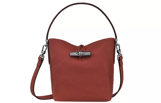 LONGCHAMP Сумка-ведра из коровьей кожи, женская, красного цвета, на одно плечо, маленького размера