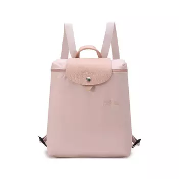 LONGCHAMP Женский рюкзак Le Pliage Green из переработанного холста с кожаной отделкой, цвет вишнево-розовый
