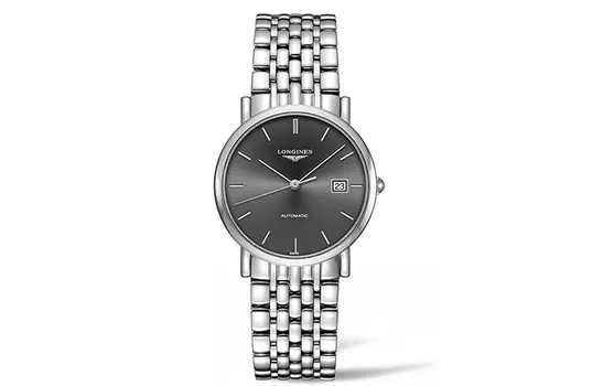 LONGINES Автоматические механические часы унисекс с черным циферблатом 34,5 мм, корпус из нержавеющей стали, ремешок из нержавеющей стали