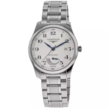 Longines Master Collection Power Reserve 40 мм серебристый циферблат стальные мужские часы L2.908.4.78.6, серебряный