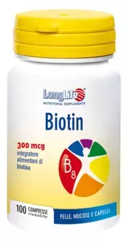 Longlife Biotin 300 мкг 100 таблеток Здоровье кожи и волос Long Life