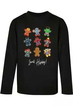 Лонгслив ABSOLUTE CULT Shirt Marvel - Gingerbread Avengers, черный