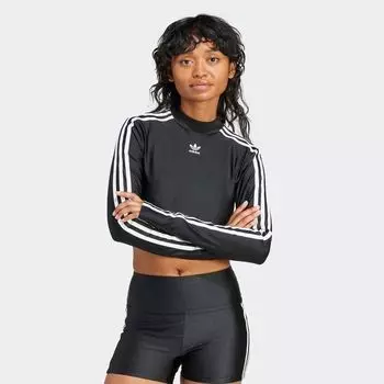 Лонгслив adicolor 3-Stripes Crop Longsleeve adidas Originals, цвет black