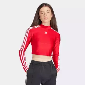 Лонгслив adidas Originals 3-Streifen Cropped Longsleeve, красный