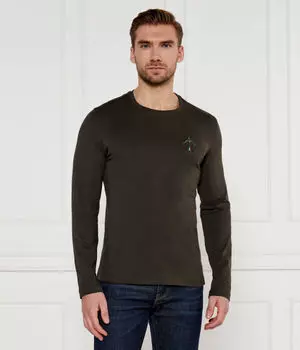 Лонгслив Aeronautica Militare облегающий из хлопка, зеленый